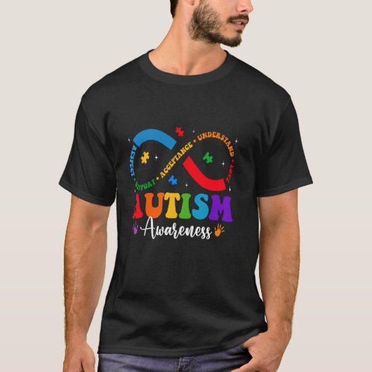 Accepteer Begrijp Liefde Hart Oneindigheid Autisme T-shirt (Voorkant)