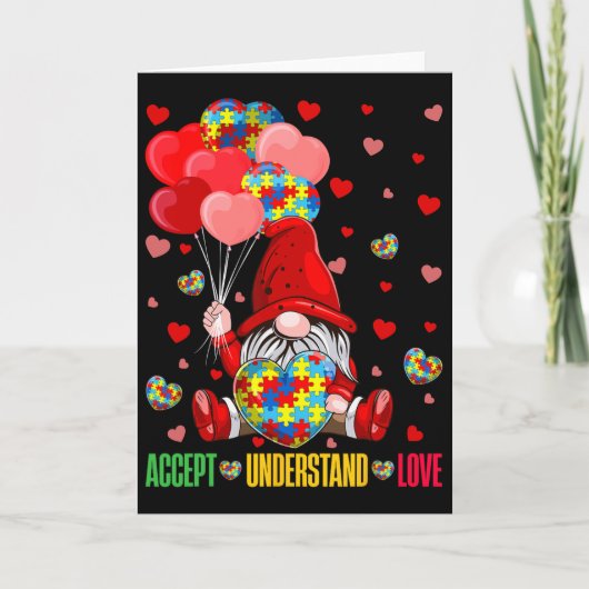 Accepteer Begrijp Liefde Puzzel Autisme Hart Kabou Kaart (Voorkant)