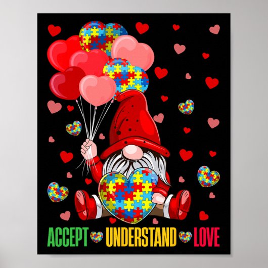 Accepteer Begrijp Liefde Puzzel Autisme Hart Kabou Poster (Voorkant)