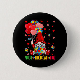 Accepteer Begrijp Liefde Puzzel Autisme Hart Kabou Ronde Button 5,7 Cm