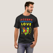 Accepteer Begrijp Liefde Puzzel Hart Autisme Bewus T-shirt (Voorkant volledig)