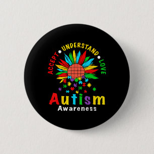 Accepteer Begrijp Liefde Zonnebloem Autisme Bewust Ronde Button 5,7 Cm