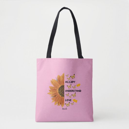 Accepteer Begrijp Liefdescitaten Gepersonaliseerde Tote Bag (Voorkant)