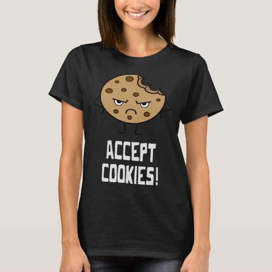 Accepteer cookies front-end ontwikkelaar webdesign t-shirt (Voorkant)