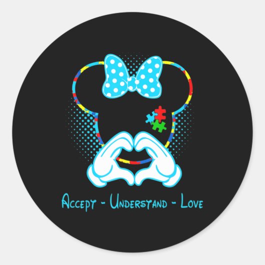 Accepteer de kennis van liefdesautisme - Muis Au Ronde Sticker (Voorkant)
