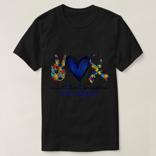 Accepteer de kennis van liefdesautisme T-Shirt Au (Design voorkant)
