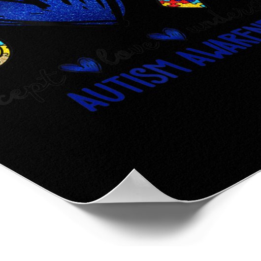 Accepteer de kennis van liefdesautisme T-Shirt Au Poster (Hoek)