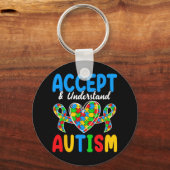 Accepteer en begrijp autisme dag sleutelhanger (Voorkant)