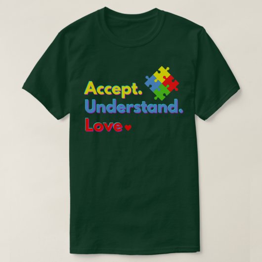 Accepteer het ontwerp van de Liefde Autism Awarene T-shirt (Design voorkant)