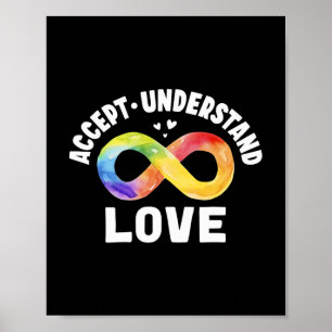 Accepteer Liefde Autisme Bewustzijn ASD Infini Poster