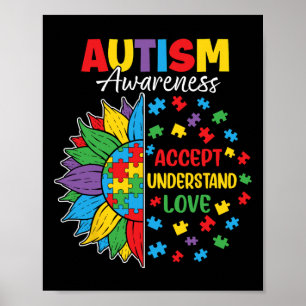 Accepteer Liefde Autisme Bewustzijn Bloem Gif Poster