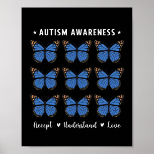 Accepteer Liefde Autisme Bewustzijn Vlinder Poster