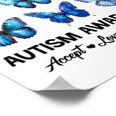 Accepteer Liefde Autisme Bewustzijn Vlinder Poster (Hoek)