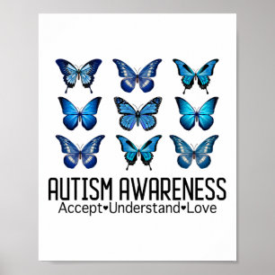 Accepteer Liefde Autisme Bewustzijn Vlinder Poster