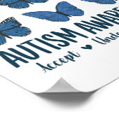 Accepteer Liefde Autisme Bewustzijn Vlinder Poster (Hoek)