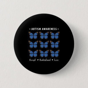 Accepteer Liefde Autisme Bewustzijn Vlinder Ronde Button 5,7 Cm