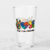 Accepteer Liefde - Begrijp Autisme Bewustzijn Hart Glas (Voorkant)