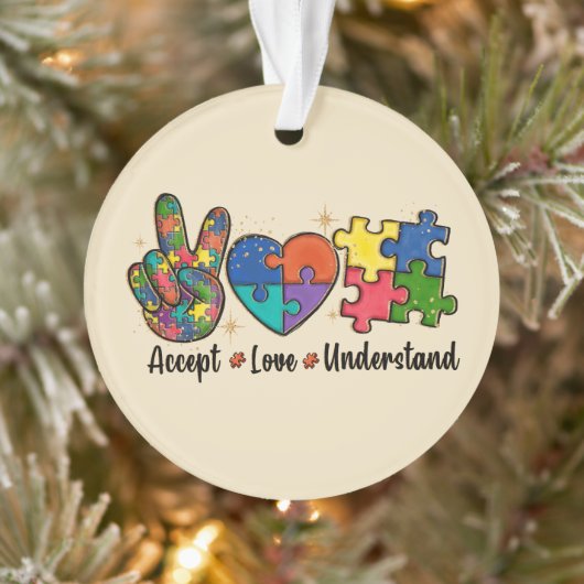 Accepteer Liefde - Begrijp Autisme Bewustzijn Hart Ornament (Boom)