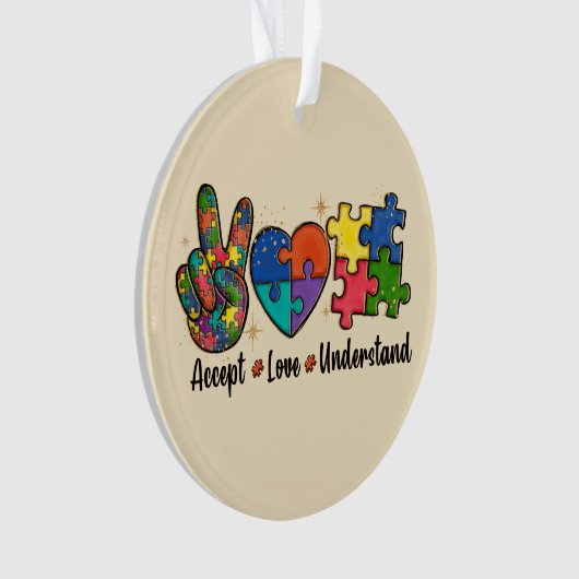 Accepteer Liefde - Begrijp Autisme Bewustzijn Hart Ornament (voorkant)