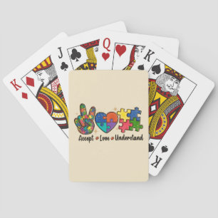 Accepteer Liefde - Begrijp Autisme Bewustzijn Hart Pokerkaarten