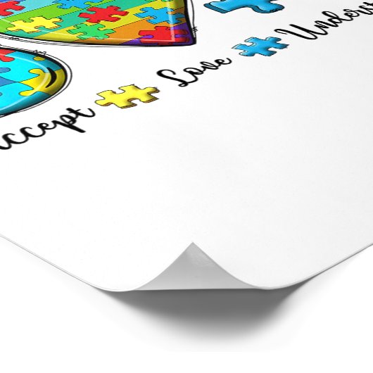 Accepteer Liefde Begrijp Autisme Bewustzijn Mannen Poster (Hoek)