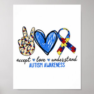 Accepteer Liefde Begrijp Autisme Bewustzijn Mannen Poster