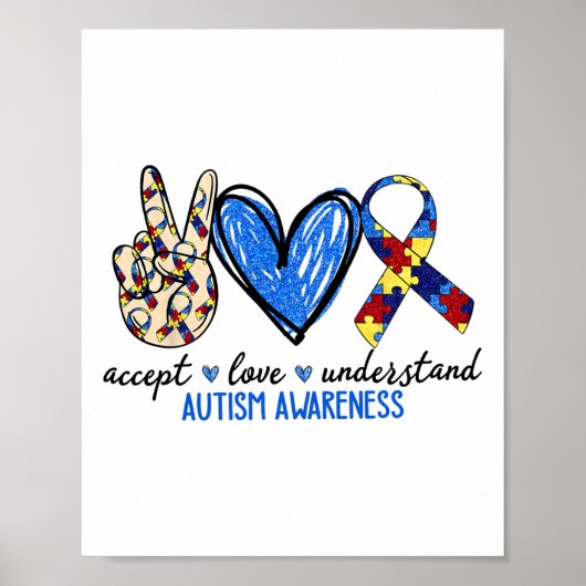 Accepteer Liefde Begrijp Autisme Bewustzijn Mannen Poster (Voorkant)