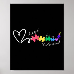 Accepteer Liefde Begrijp Autisme Steun Grappig Aut Poster