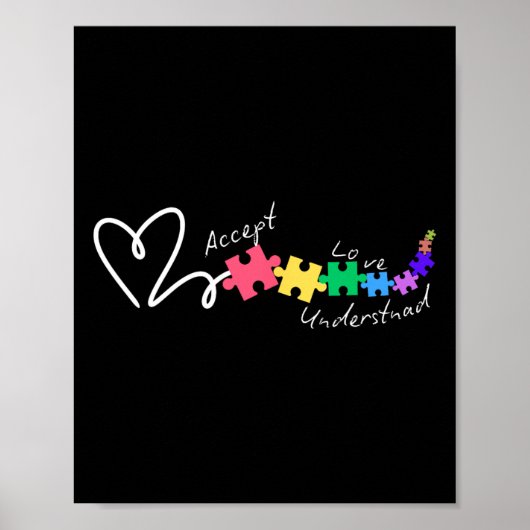 Accepteer Liefde Begrijp Autisme Steun Grappig Aut Poster (Voorkant)