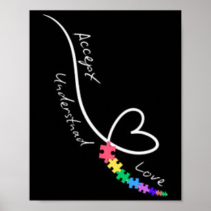 Accepteer Liefde Begrijp Autisme Steun Grappig Aut Poster