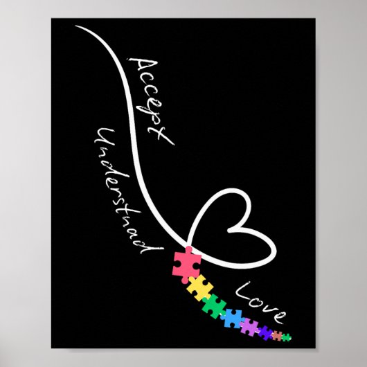 Accepteer Liefde Begrijp Autisme Steun Grappig Aut Poster (Voorkant)