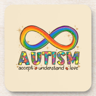 Accepteer Liefde - Begrijp Infinity Autisme Bewust Bier Onderzetter