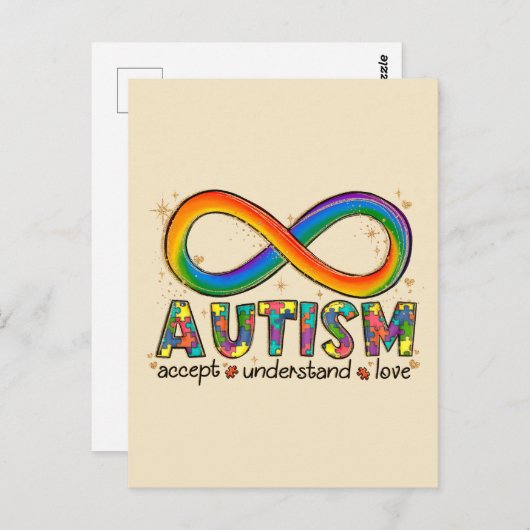 Accepteer Liefde - Begrijp Infinity Autisme Bewust Briefkaart (Voorkant / Achterkant)