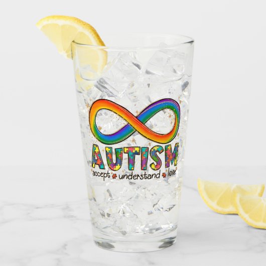 Accepteer Liefde - Begrijp Infinity Autisme Bewust Glas (Voorkant ijs)