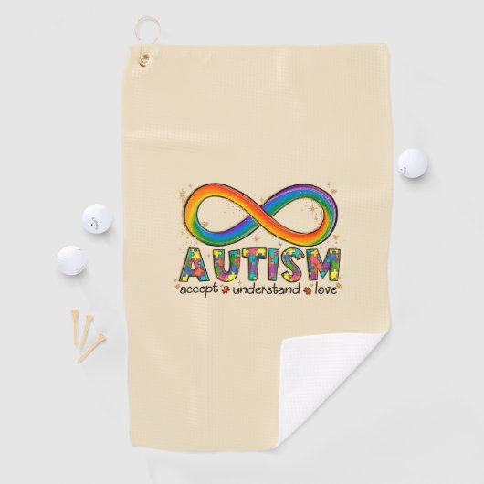 Accepteer Liefde - Begrijp Infinity Autisme Bewust Golfhanddoek (Insitu)
