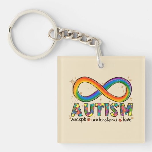 Accepteer Liefde - Begrijp Infinity Autisme Bewust Sleutelhanger (Voorkant)