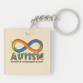 Accepteer Liefde - Begrijp Infinity Autisme Bewust Sleutelhanger (Achterkant)