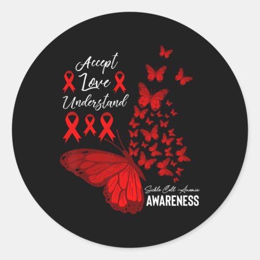 Accepteer liefde Begrijp sikkelcelanemie Awarenes Ronde Sticker (Voorkant)