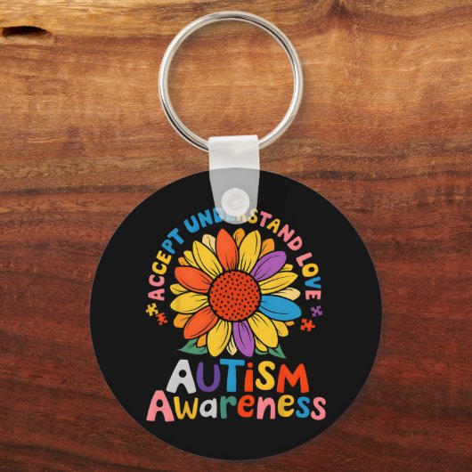Accepteer Liefde Grappige Neurodiversiteit April Sleutelhanger (Voorkant)