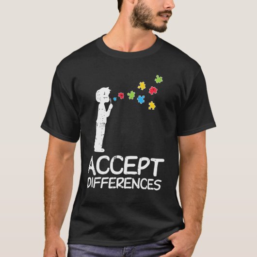 Accepteer Verschillen Kind Puzzel Bubbles Autisme T-shirt (Voorkant)