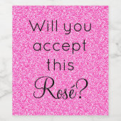 Accepteert u deze Rosé Hot Pink Glitter Sparkle Wijn Etiket (Enkel label)