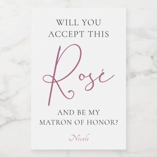 Accepteert u dit Rosé Bridal Party Voorstel Wi Wijn Etiket (Enkel label)
