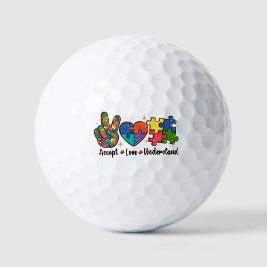 Accepteren, Liefde, Autisme-bewustzijn begrijpen Golfballen (Voorkant)
