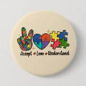 Accepteren, Liefde, Autisme-bewustzijn begrijpen Ronde Button 7,6 Cm (Voorkant)