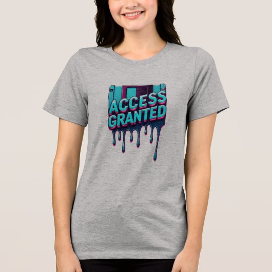 Access Granted | Retro Hacker Floppy Disk Graphic Tri-Blend Shirt (Voorkant)