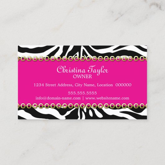 Accessoire en juwelen voor grafische Zebra Visitekaartje (Achterkant)