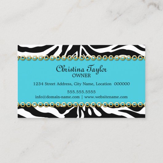 Accessoire en juwelen voor grafische Zebra Visitekaartje (Achterkant)
