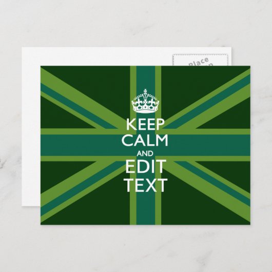 Accessoire Groene Keep Calm en Jouw tekst Union Ja Briefkaart (Voorkant / Achterkant)
