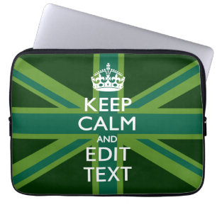 Accessoire Groene Keep Calm en Jouw tekst Union Ja Laptop Sleeve