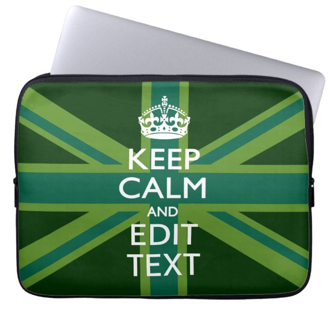 Accessoire Groene Keep Calm en Jouw tekst Union Ja Laptop Sleeve (Voorkant)